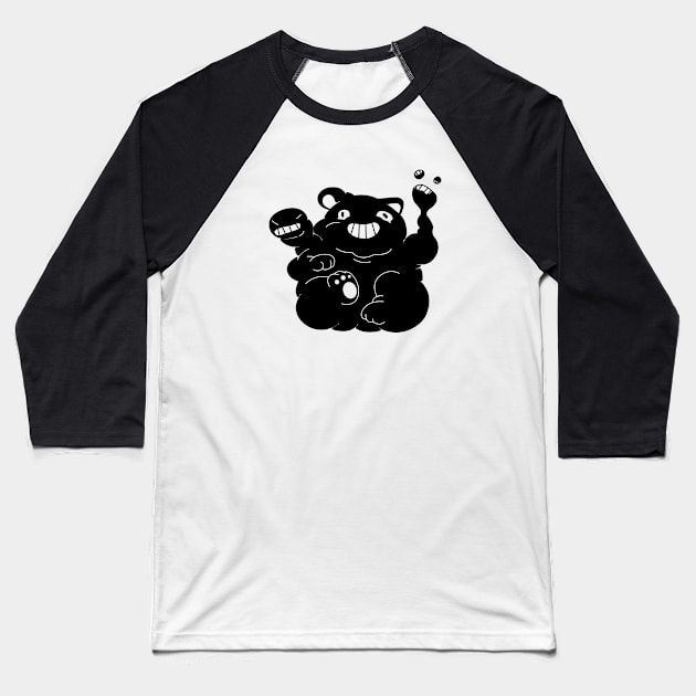 Smiley Black Cat Baseball T-Shirt by IAKUKI